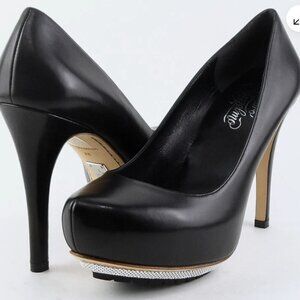 Alejandro Ingelmo Ally Black Leather Designer Platform Pumps